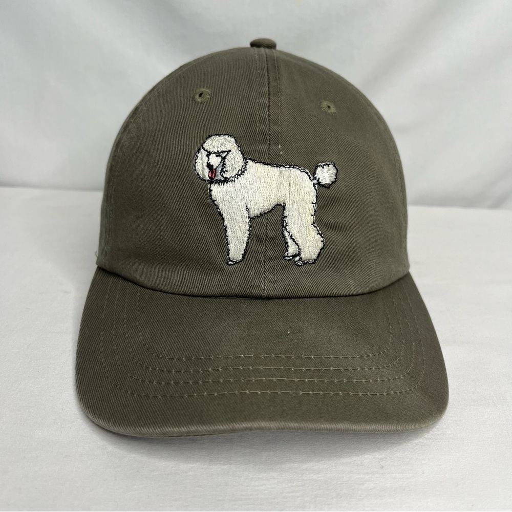 GR8 Dogs Embroidered Dog Baseball Hat in Army Green with Poodle